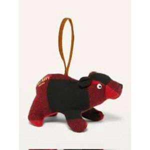NWT Old Navy 2020 Red Plaid Flannel Bear Christmas Ornament